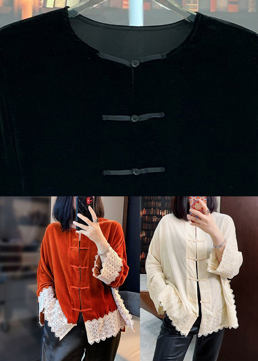 White Button Silk Velour Coats Long Sleeve