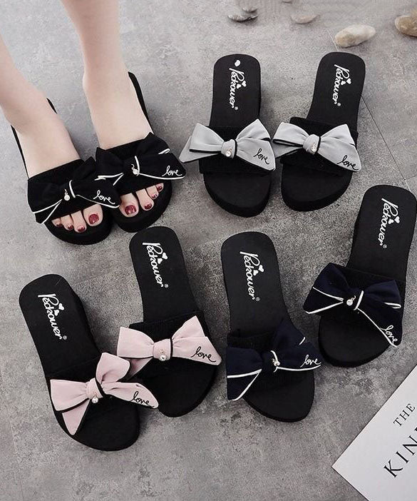 Black Bow Slide Sandals for