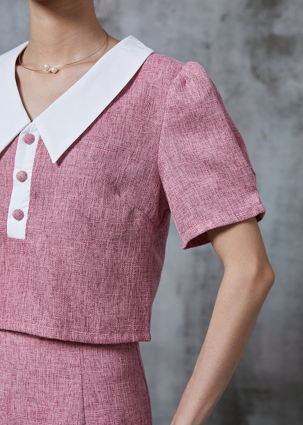 Silm Fit Pink Tasseled Patchwork Cotton Two Piece Set Clothing Fall