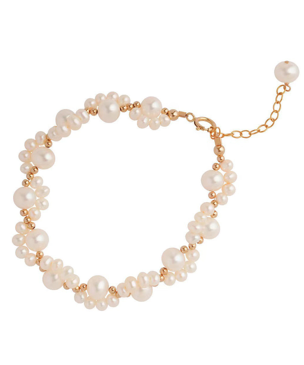 Gold Alloy Kitten Claws Pearl Tassel Charm Bracelet