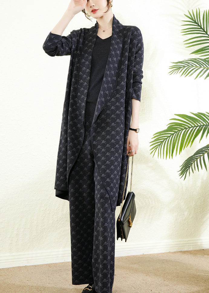 Coffee Print Silm Fit Cotton Three Piece Set Outfits Fall