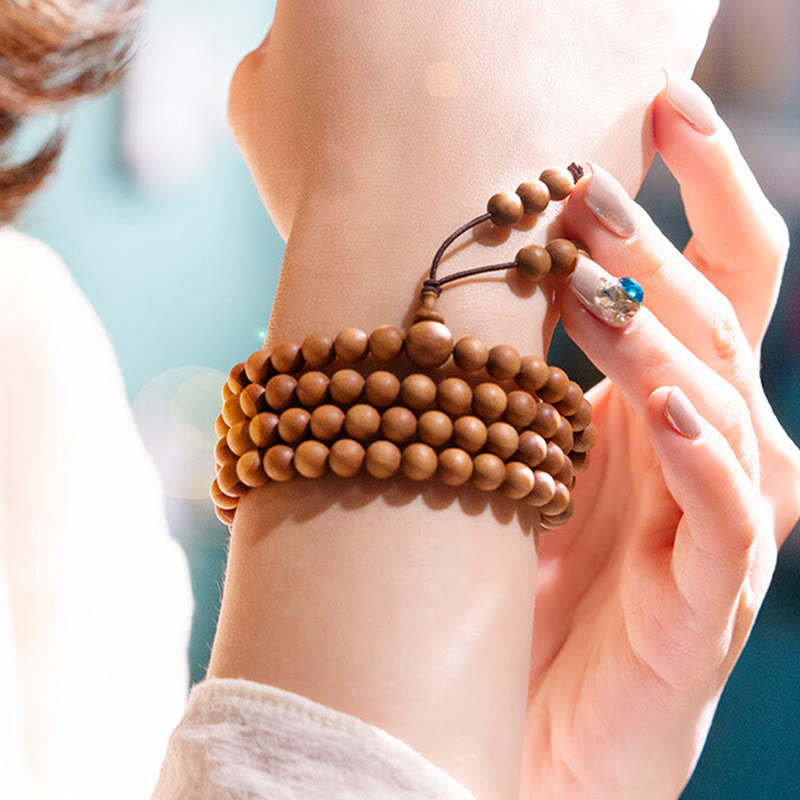 8mm Mysore Sandalwood Wood Mala Bracelet for Meditation