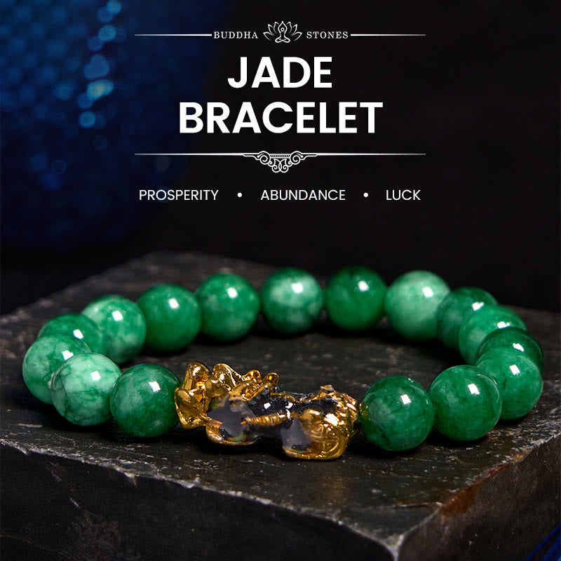 Buddha Stones Fengshui Pixiu Jade Protection Bracelet