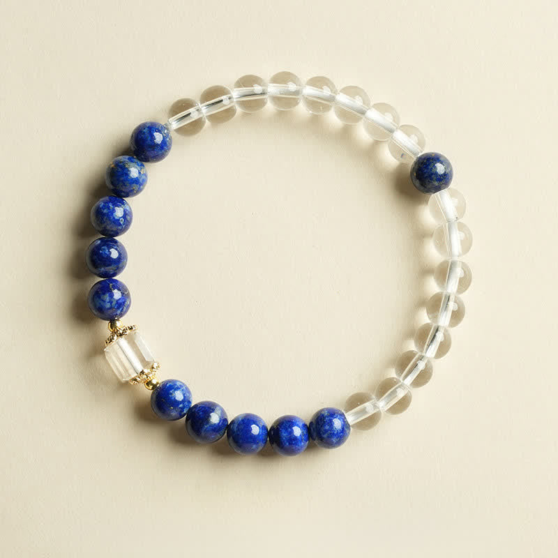 Buddha Stones Lapis Lazuli Clear Quartz Balance Beaded Bracelet