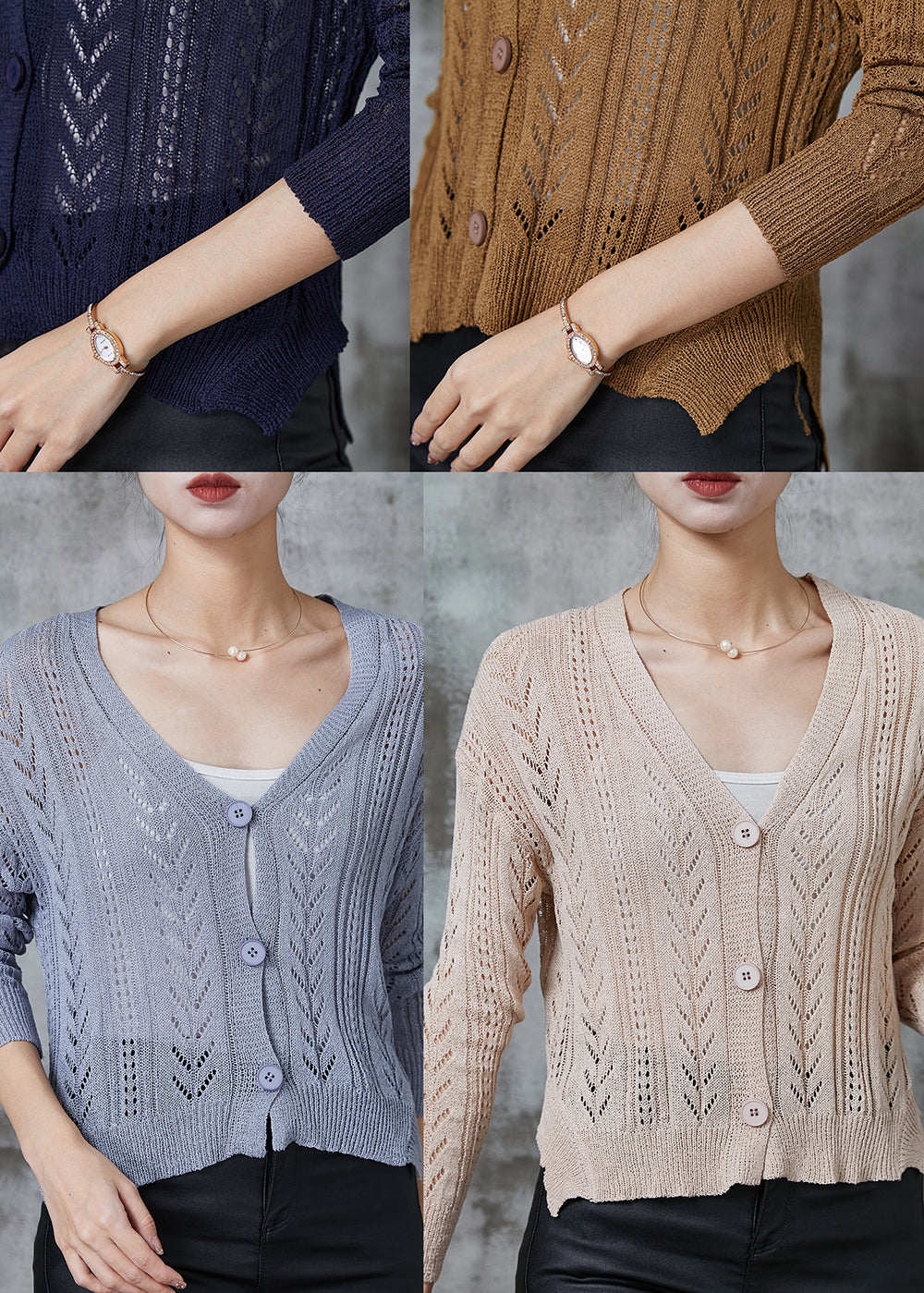 Navy Button Down Knit Cardigan Spring