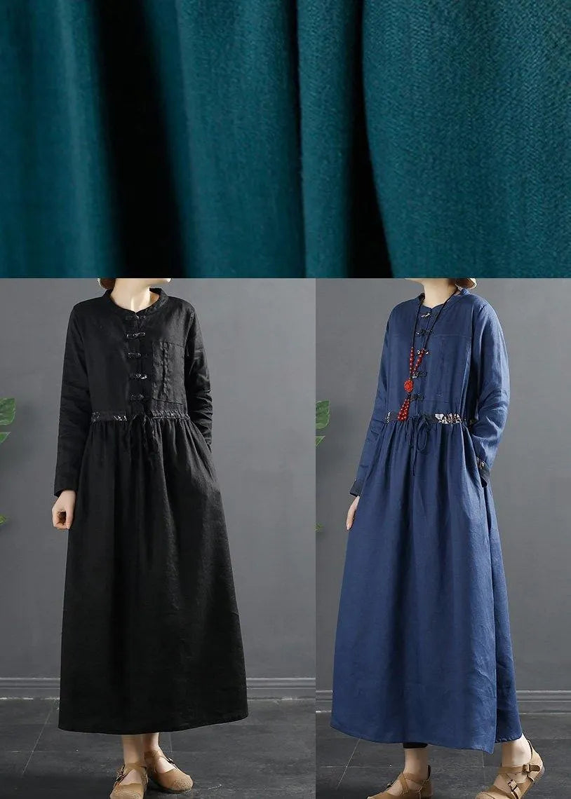 Vivid Black Clothes for Drawstring Kaftan Dress