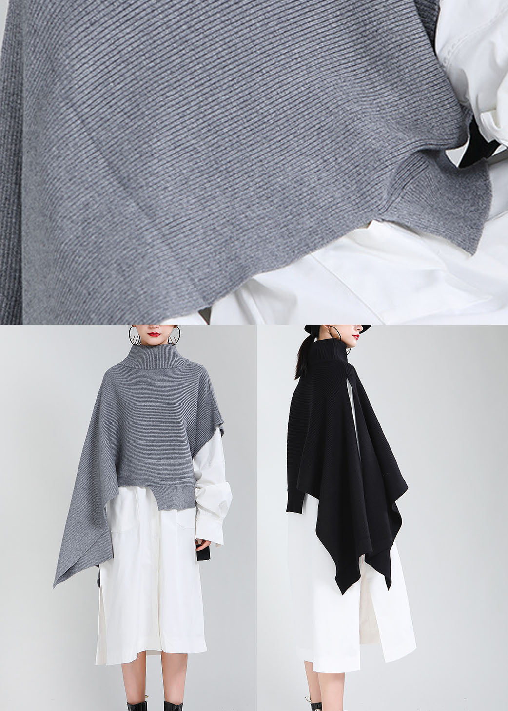 Diy Black Loose Turtleneck Fall Knit Sweater