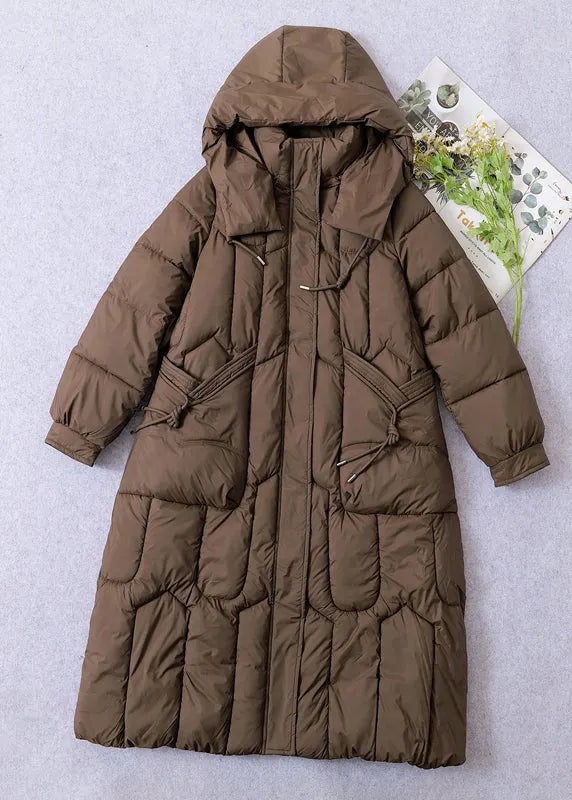 Loose Mulberry Hooded Pockets Fine Cotton Filled Coat Winter