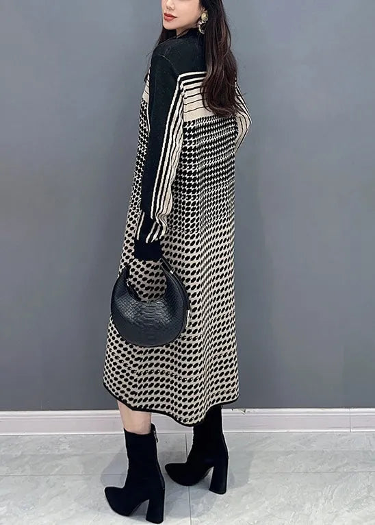 Dot Print Cozy Knit Dress Long Sleeve