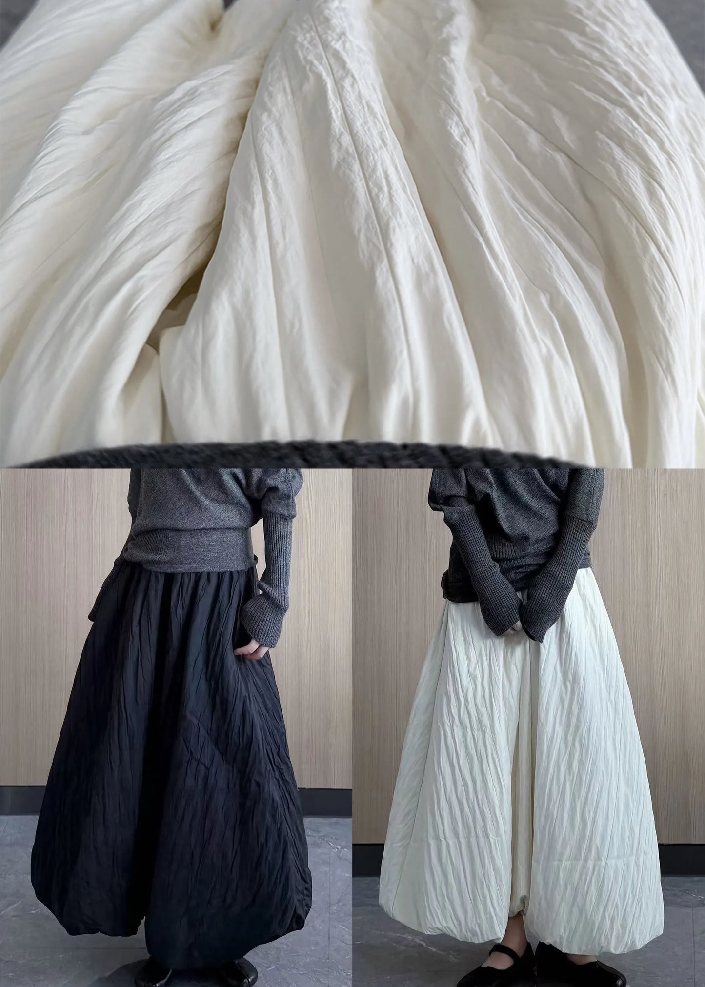 White Exra Large Hem Fine Cotton Filled a Line Skirt Winter