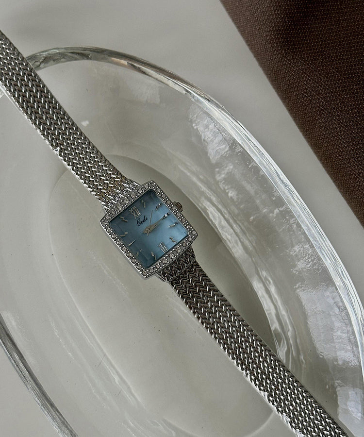 Baby Blue Stainless Steel Waterproof Chain Watches