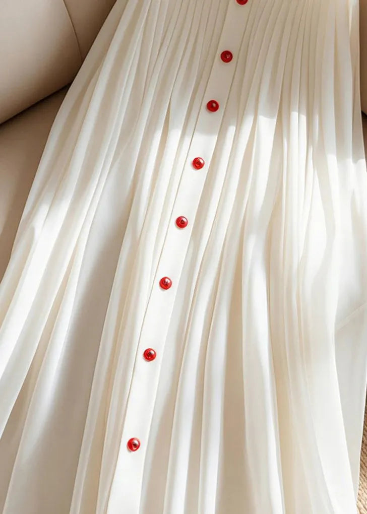 Art White High Waist Pleated Cotton Skirt Summer