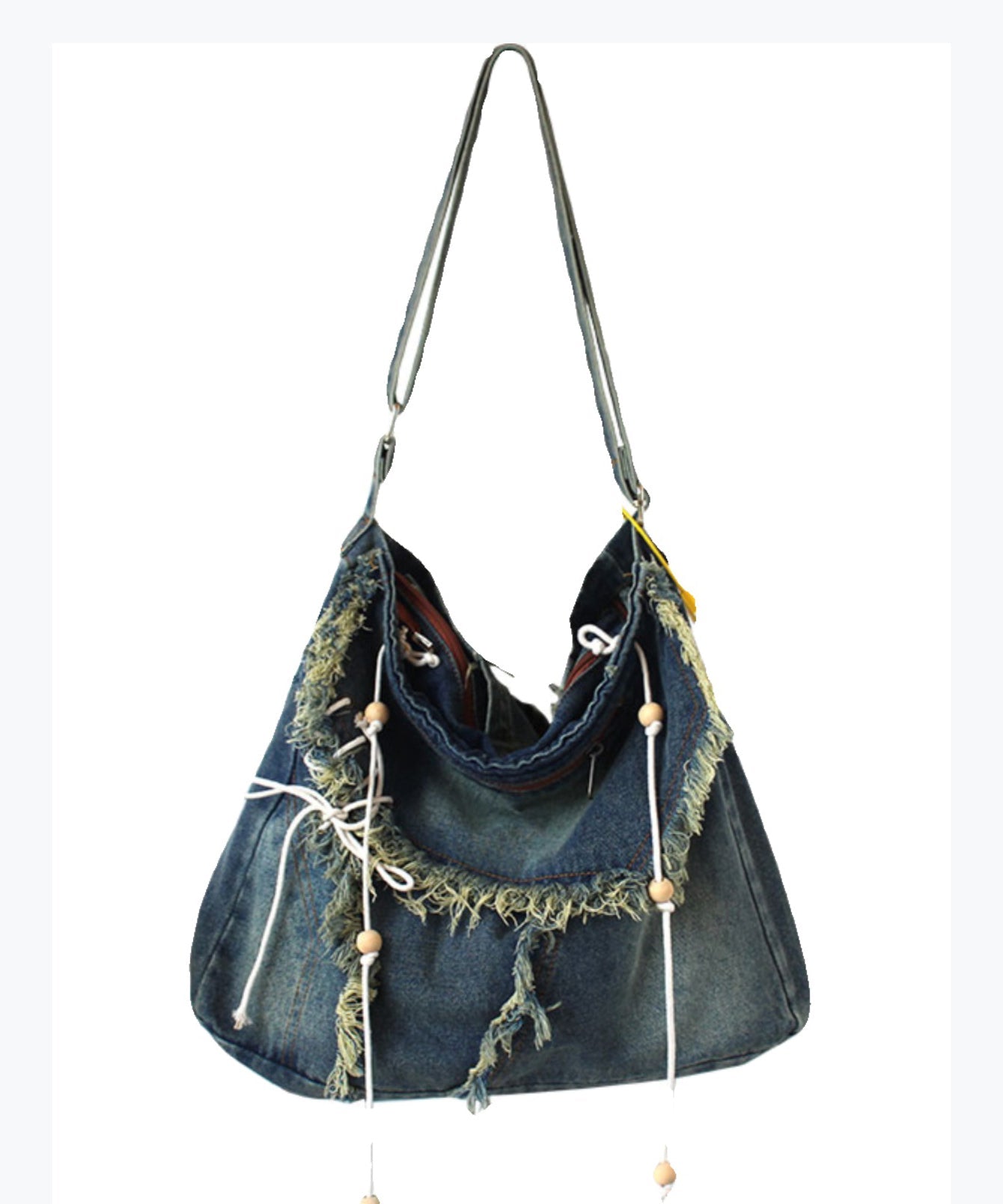 Blue Tassel Patchwork Denim Messenger Bag