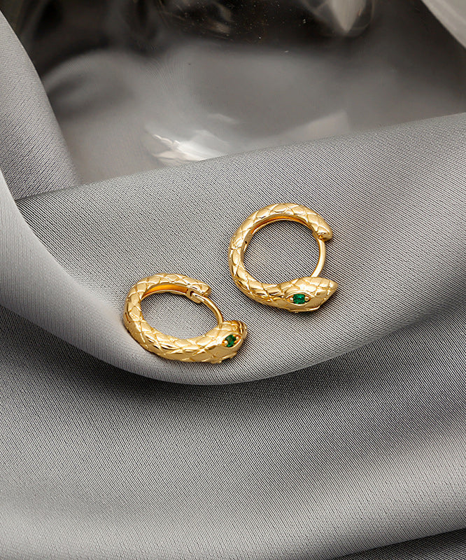 Gold Serpentine Metal Copper Hoop Earrings