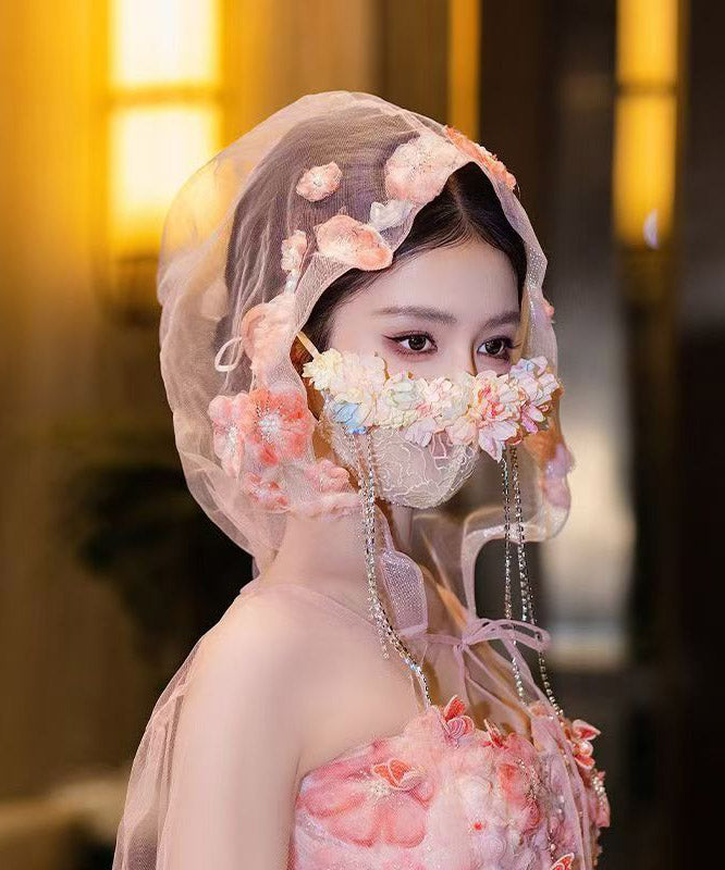 Unique Rainbow Tulle Zircon Tassel Veil