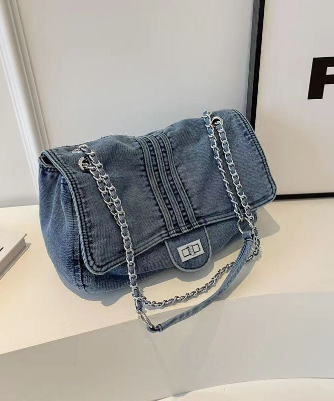 New Light Blue Large Capacity Chain Denim Shoulder Bag