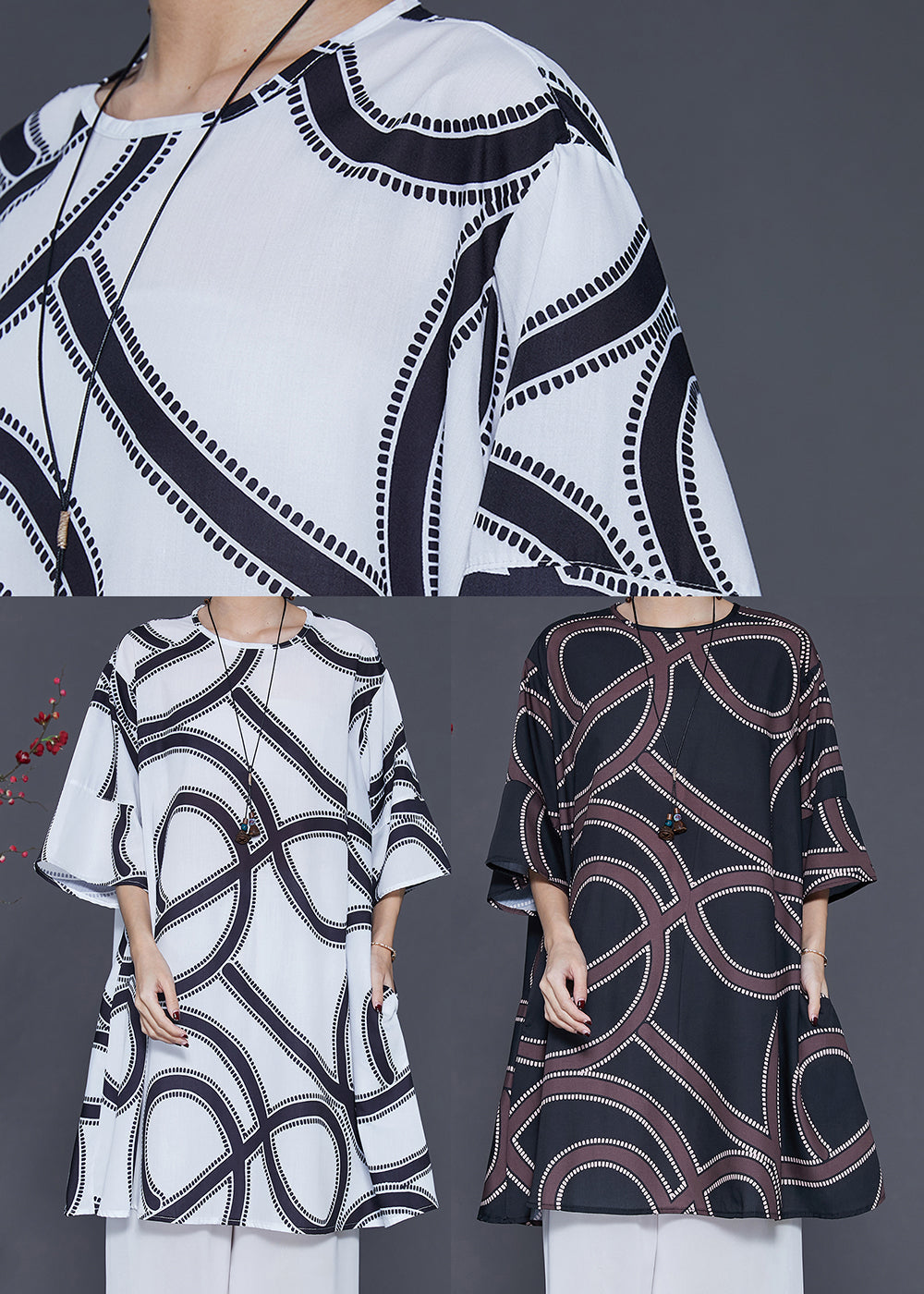 White Oversized Print Cotton Dresses Summer