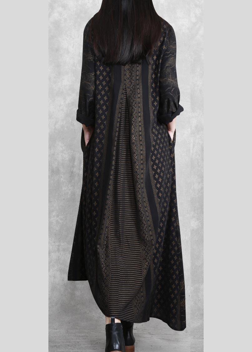 Classy Patchwork Tunics Outfits Chocolate Print a Line Dresses