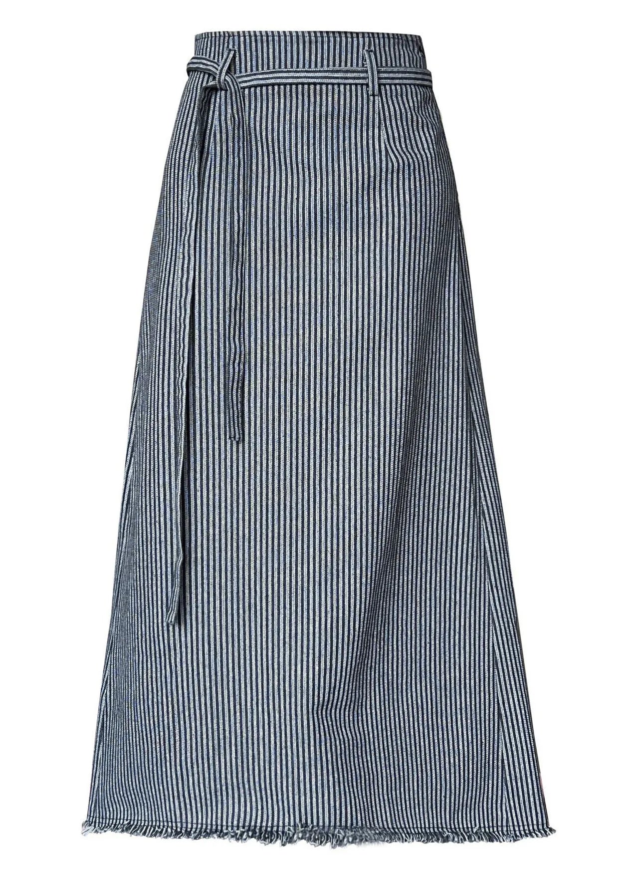 Striped High Waist Tie Waist Maxi Skirts
