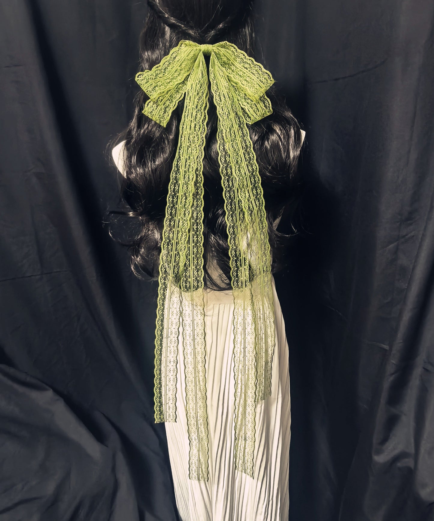 Chinese Style Green Alloy Lace Bow Ribbon Hairpin