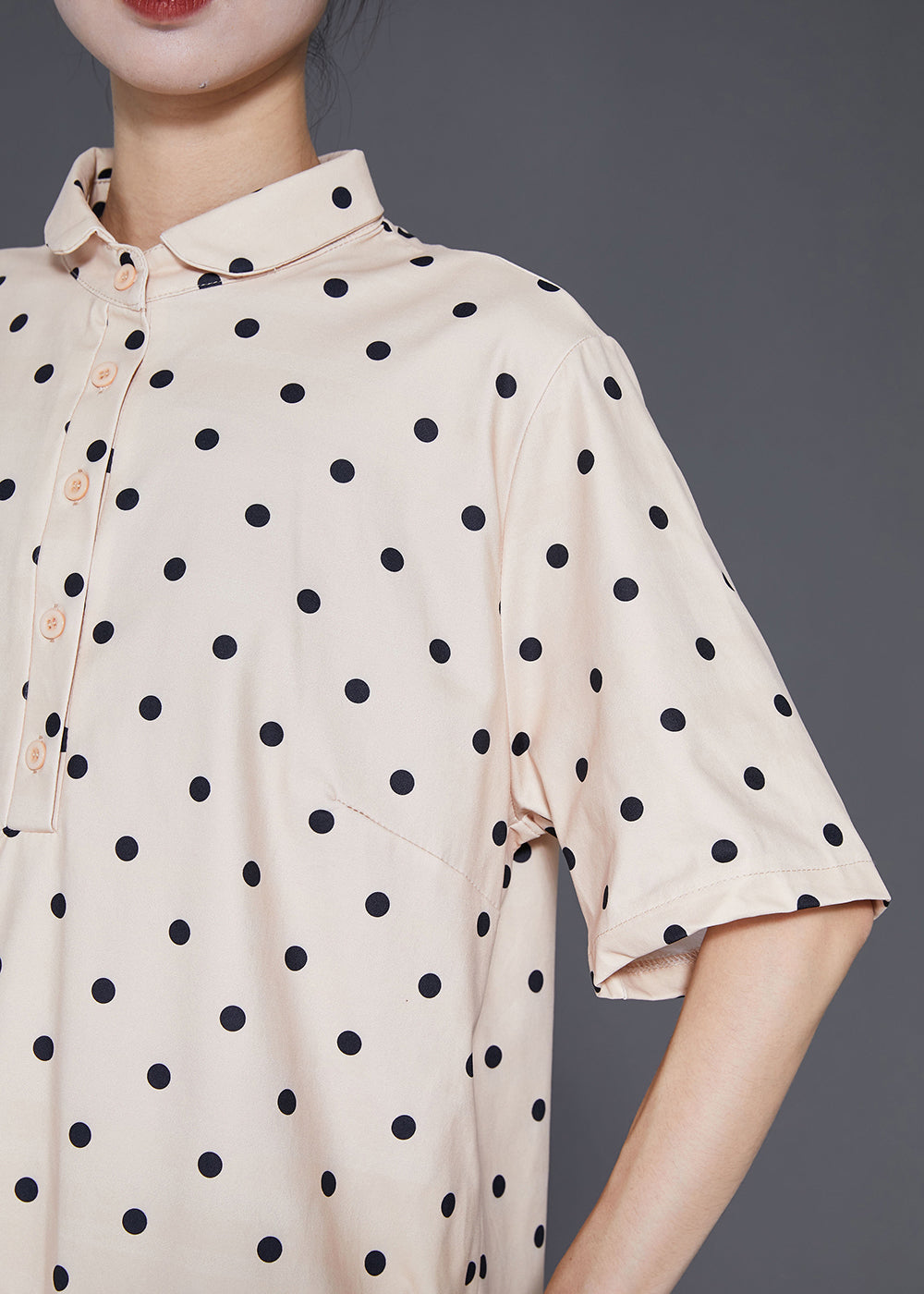 Khaki Oversized Dot Print Two Piece Set Clothing Fall