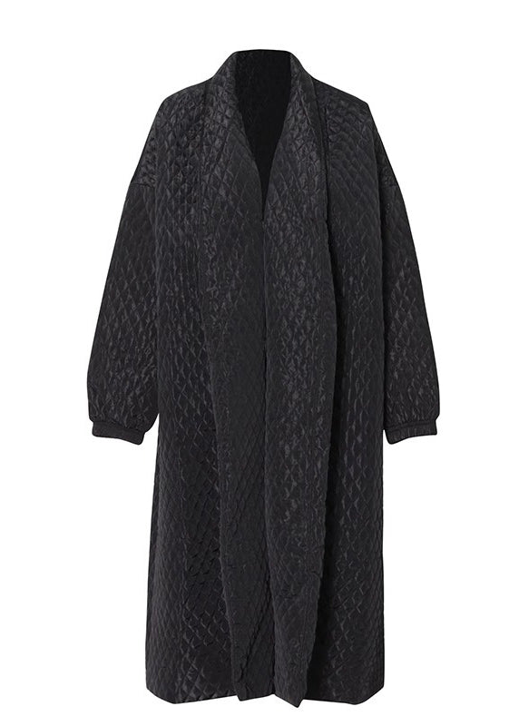 Black Peter Pan Collar Oversized Fine Cotton Filled Puffers Jackets Winter