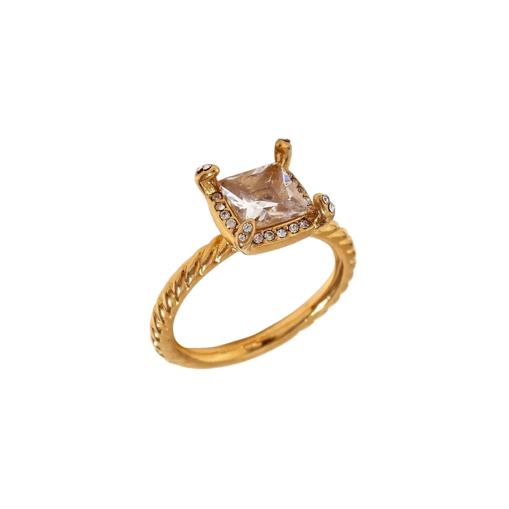 Laurel 18k Square Crsytal Ring