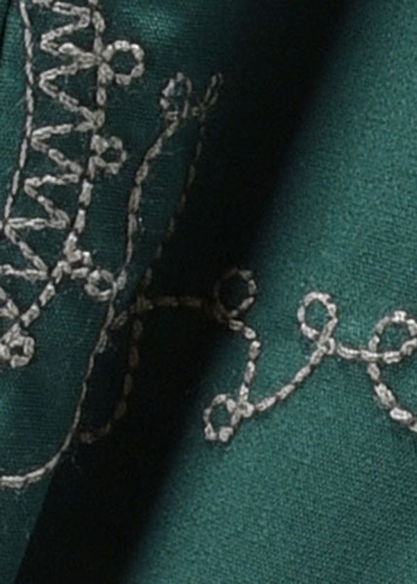 Classy Green Turn-down Collar Embroideried Cotton Shirts Long Sleeve