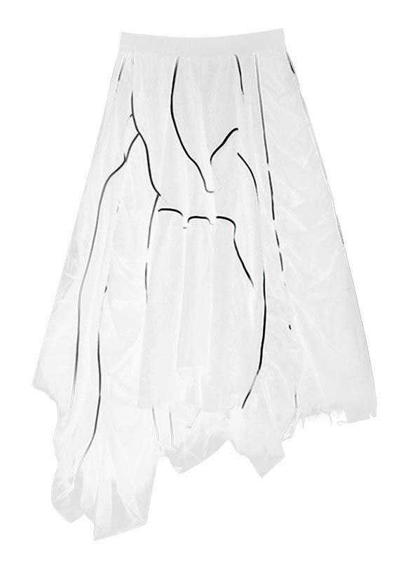 White High Waist Cinched Summer Skirts