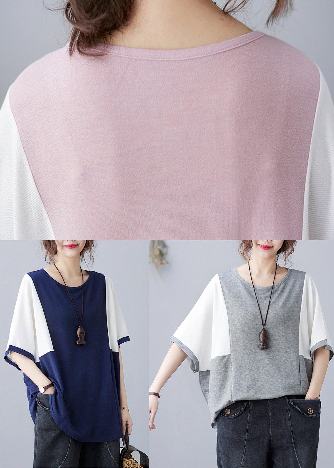 Pink O-neck Half Sleeve Summer Blouse Top