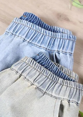 French Spring Wide Leg Pants Unique Blue Work Pant