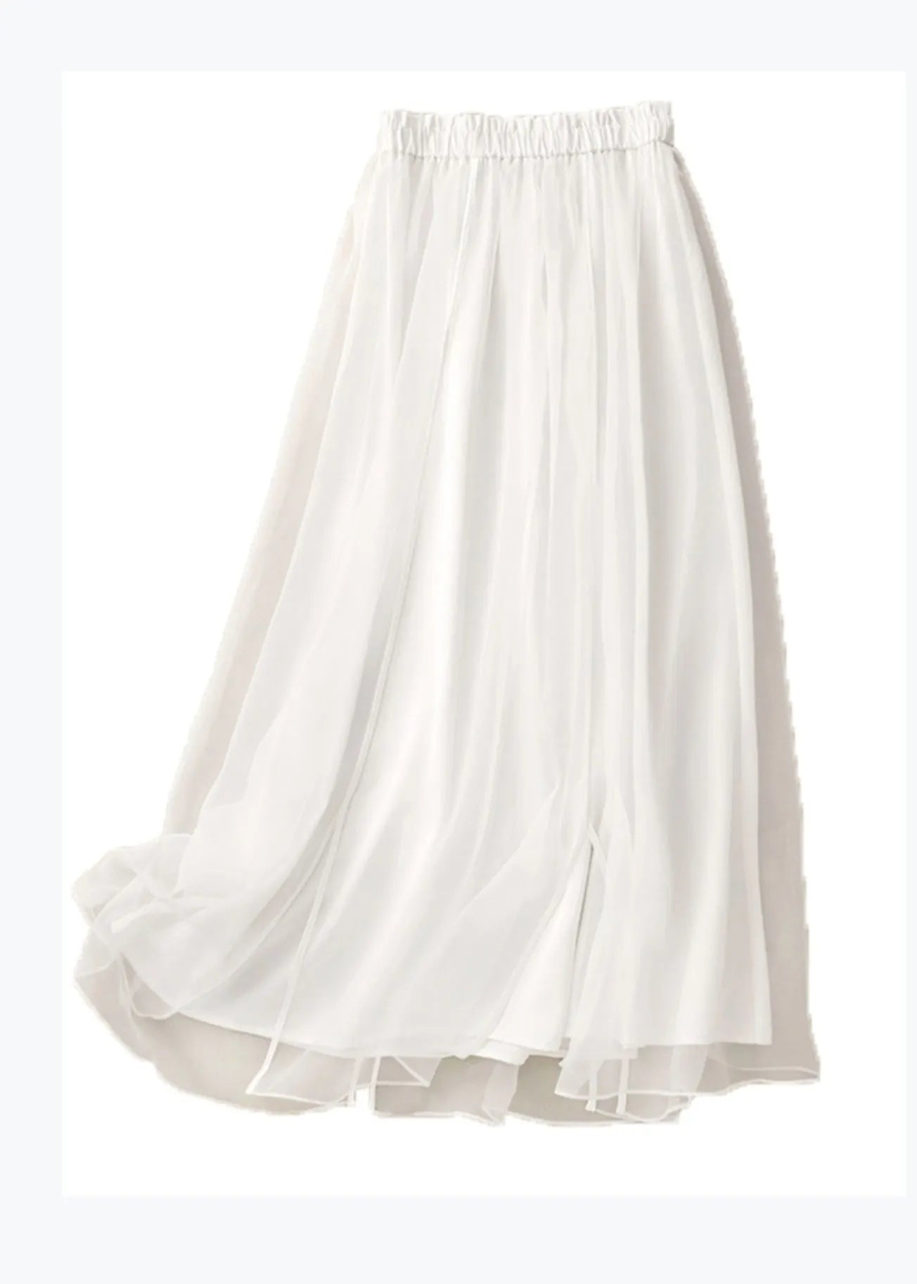 Apricot Elastic Waist Wrinkled Patchwork Tulle Skirts Summer