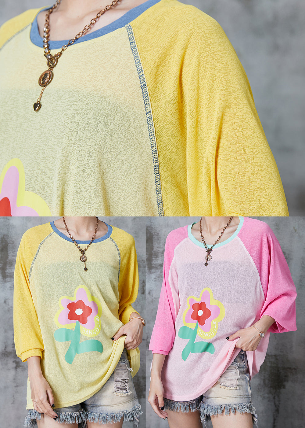 Modern Yellow Oversized Cotton Blouse Top Summer