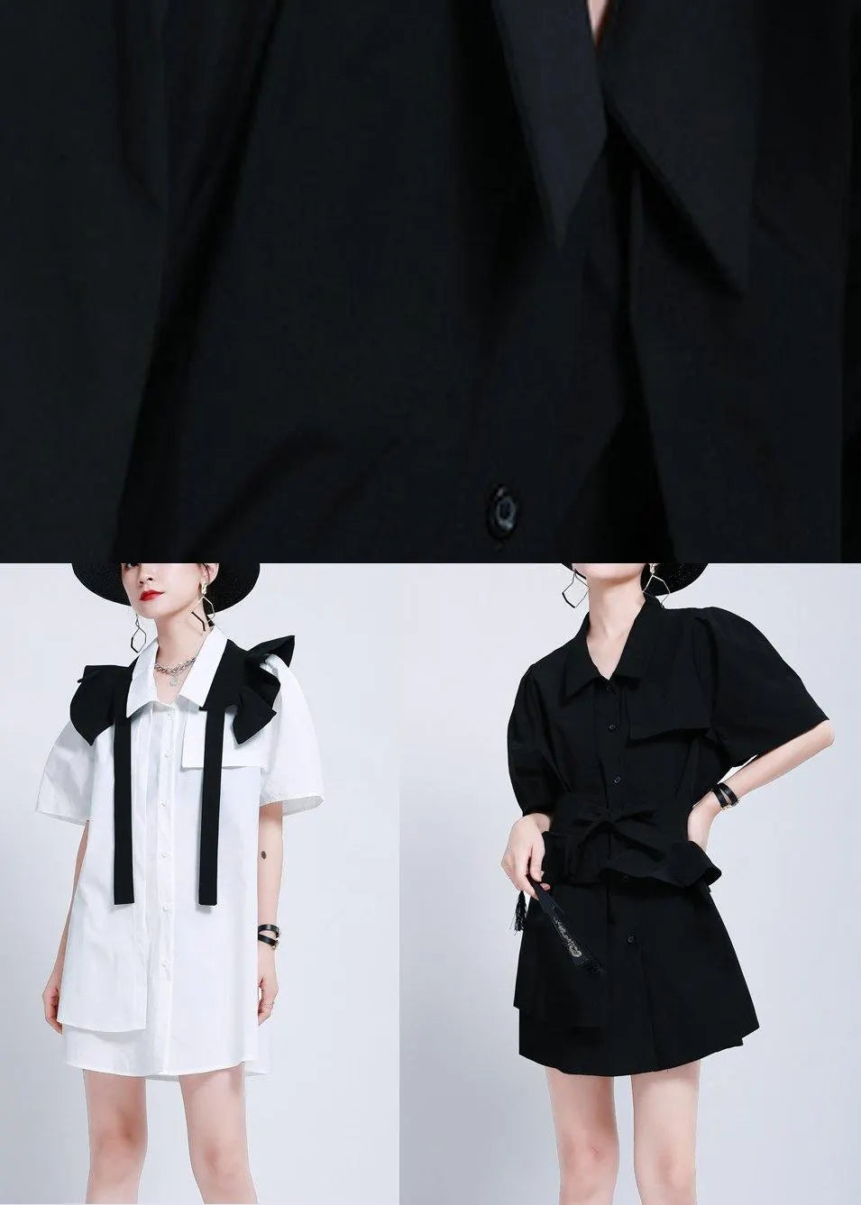 Organic Black Peter Pan Collar Summer Cotton Dress
