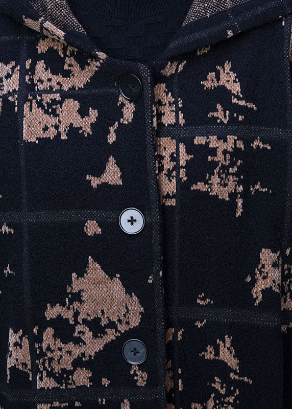 Modern Yellow Jacquard Button Hooded Velour Trench Coats Spring