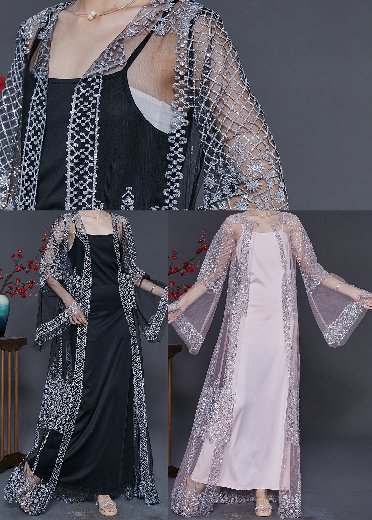 Diy Black Sequins Oversized Tulle Two Pieces Set Summer