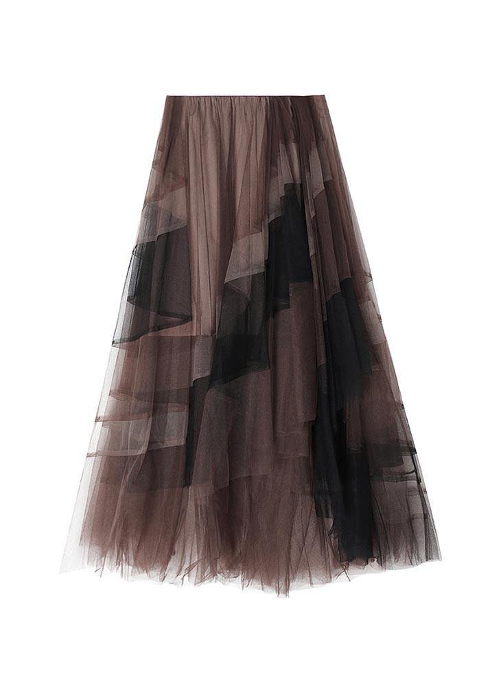 Color Block High Waist Tulle Skirt Summer