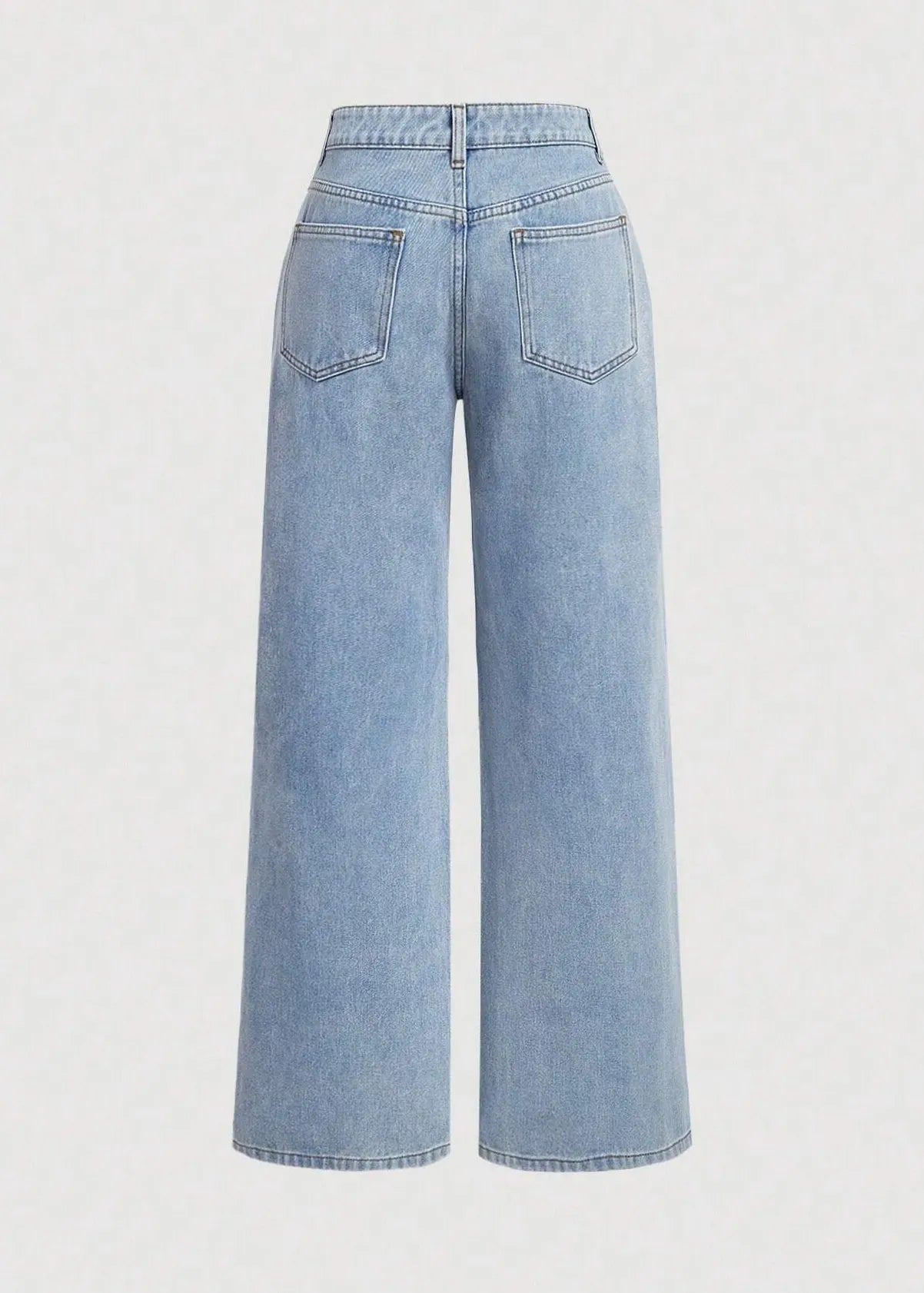 Blue Pockets Bow Wide Leg Jeans Fall