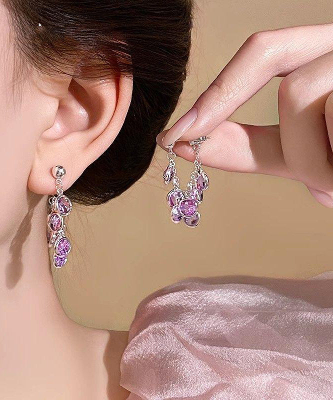 New Blue Copper Alloy Crystal Hoop Earrings