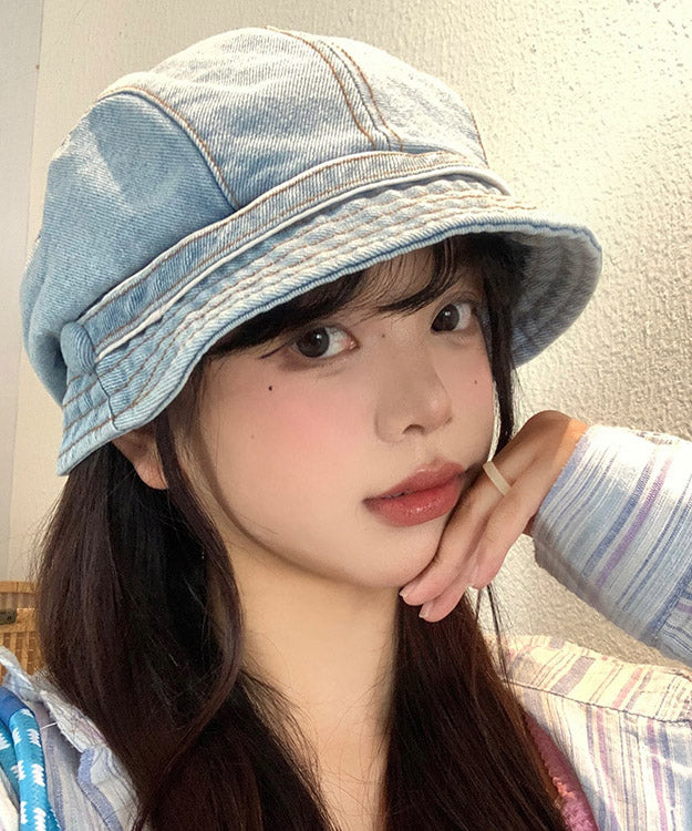 Light Blue Patchwork Denim Bucket Hat