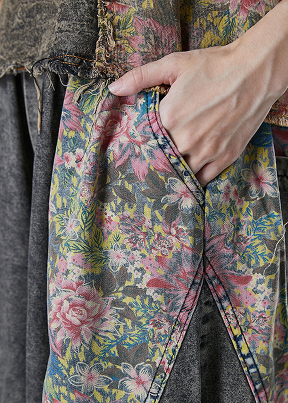 Diy Asymmetrical Patchwork Denim Two Piece Set Clothing Fall