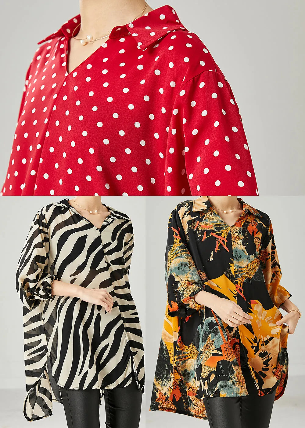 Simple Zebra Pattern Oversized Striped Chiffon Top Spring