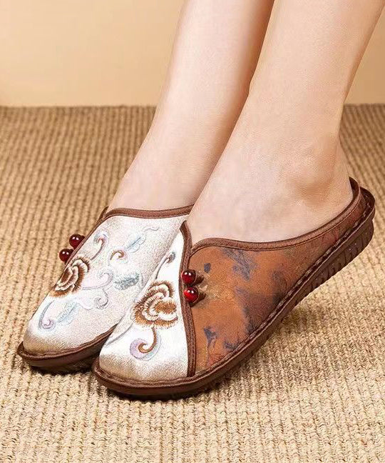 Comfortable Splicing Coffee Cotton Fabric Embroideried