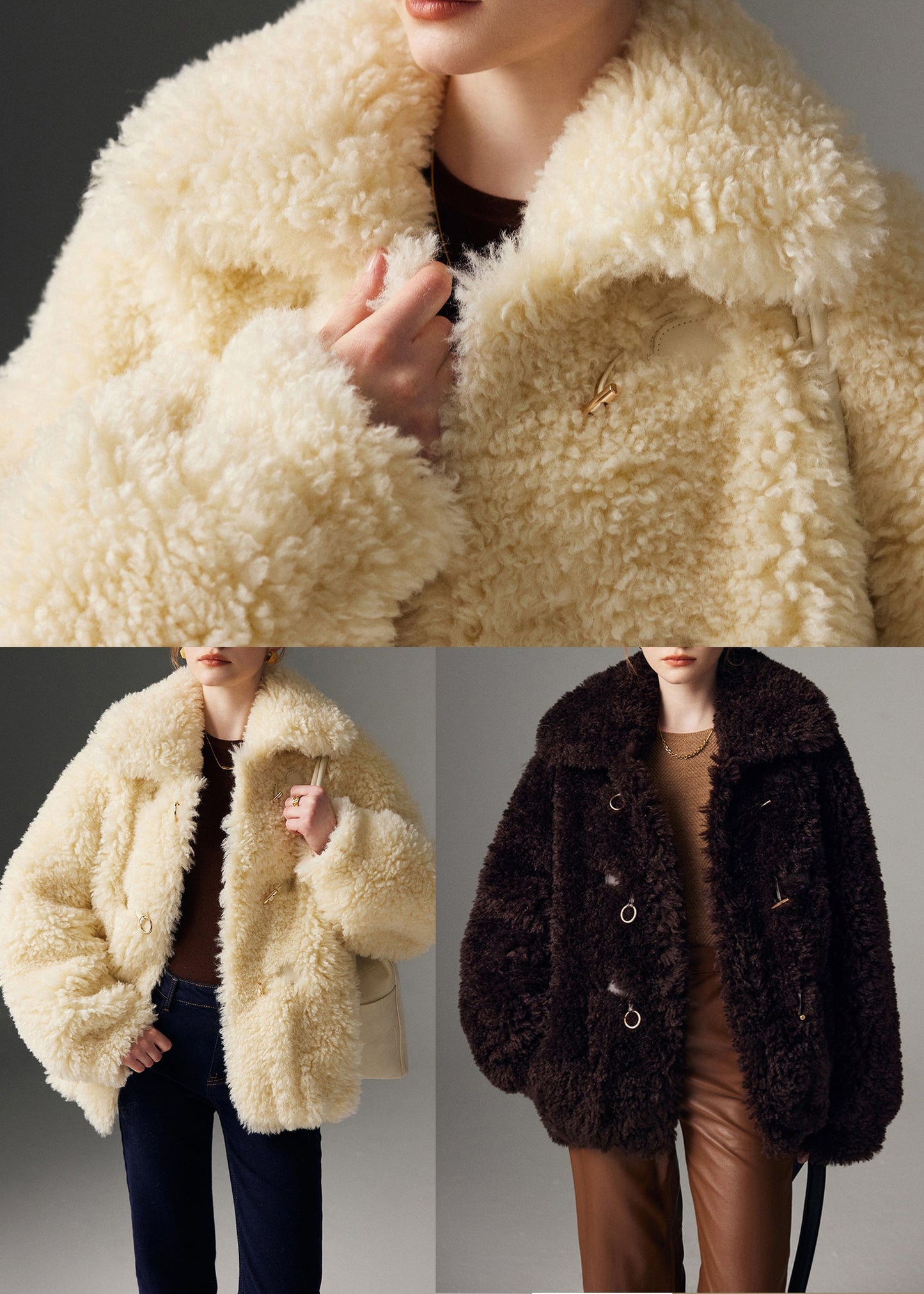 Yellow Oversized Warm Teddy Faux Fur Coats Winter