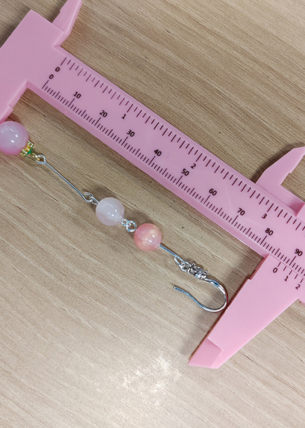 Pink Beads Acrylic Tassels Drop Earrings