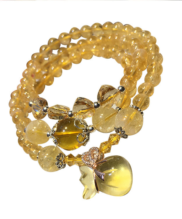 Yellow Crystal Rosary Multi Loop Charm Bracelet