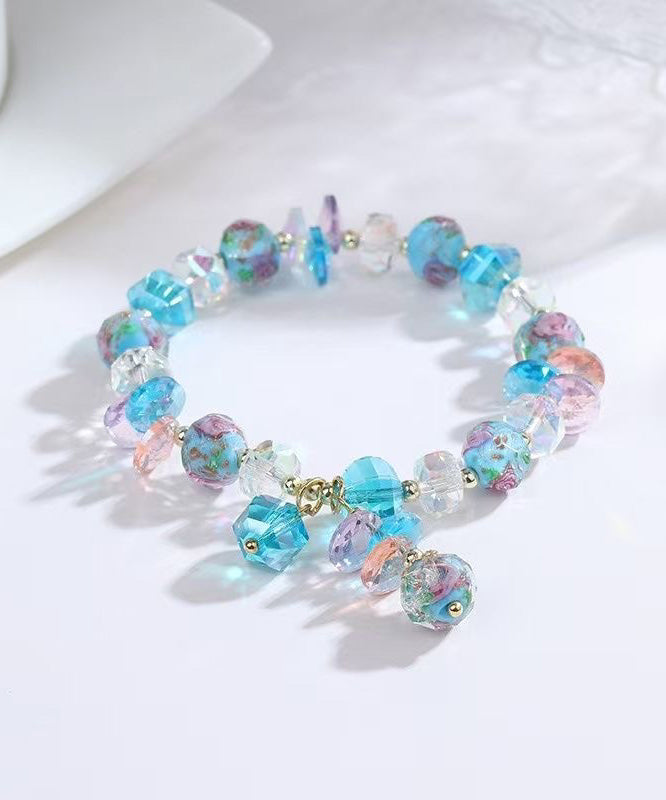 Blue Alloy Crystal Heart-shaped Charm Bracelet