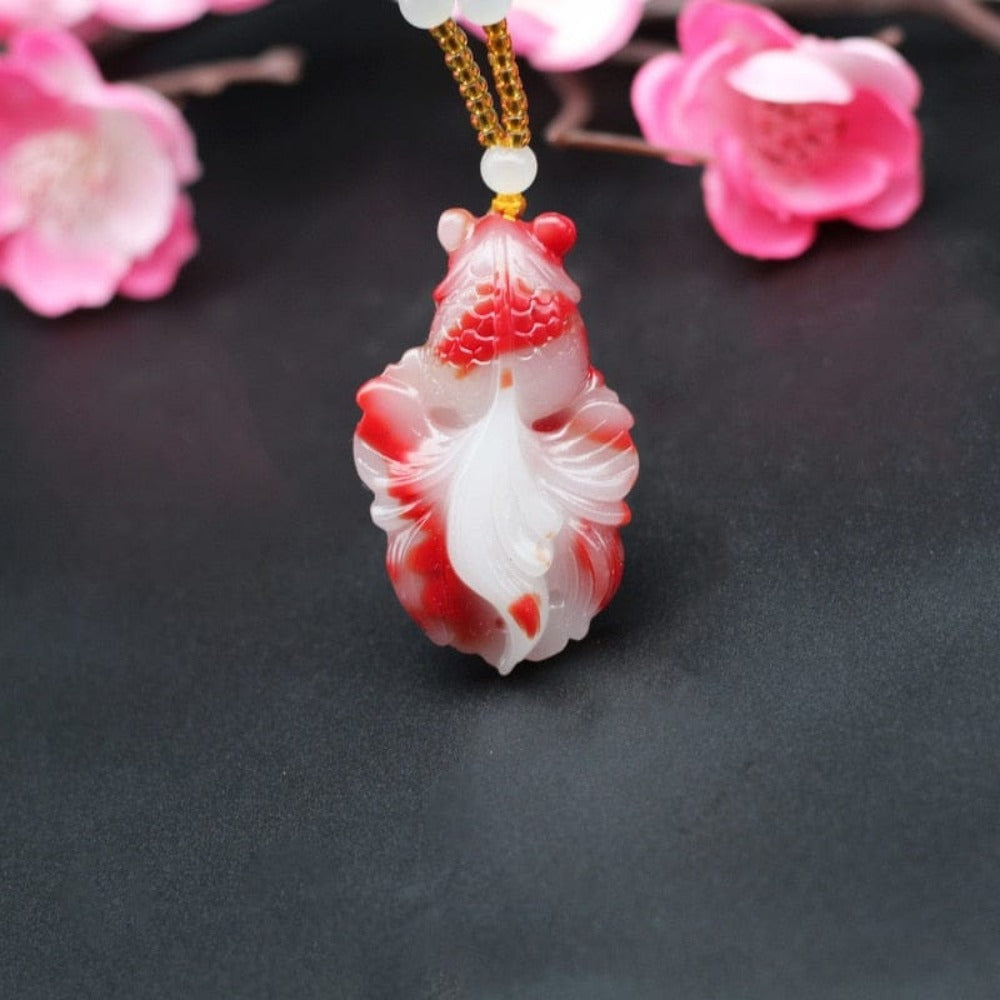 Jade Carved Fish Necklace