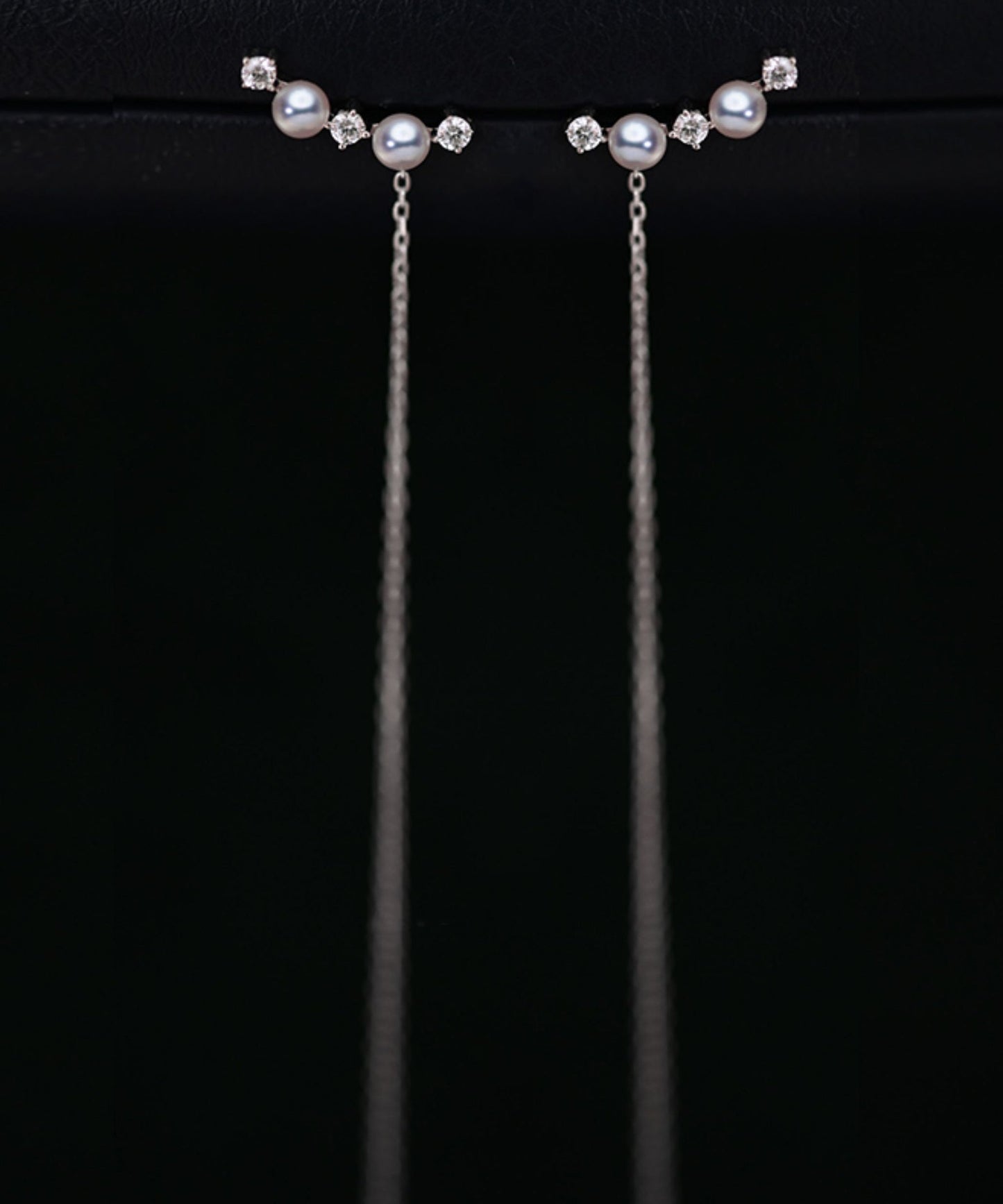 New Silver Tassel Pearl Zircon Silver Drop Earrings