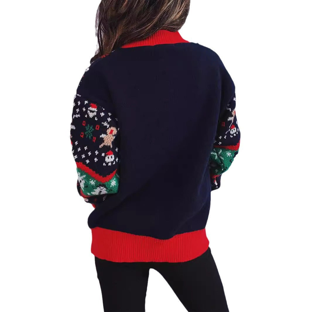 Women's Christmas Sweater with Festive Design and Textured Knit